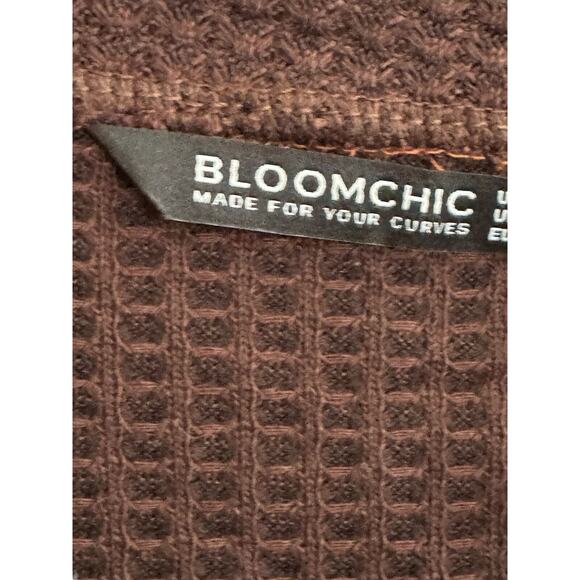 NWT Bloomchic 12 Waffle Vneck Colorblock Brown Rust Beige Long Sleeve Top #3620 - Picture 6 of 11